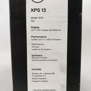 Dell XPS 9315 13.3" FHD+ 1.1GHz Intel i7-1250U 32GB RAM 1TB SSD - NEW & SEALED