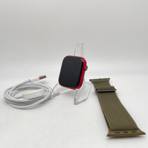 Apple Watch Series 8 Cellular Red Aluminum 45mm w/ Green Sport Loop Excellent