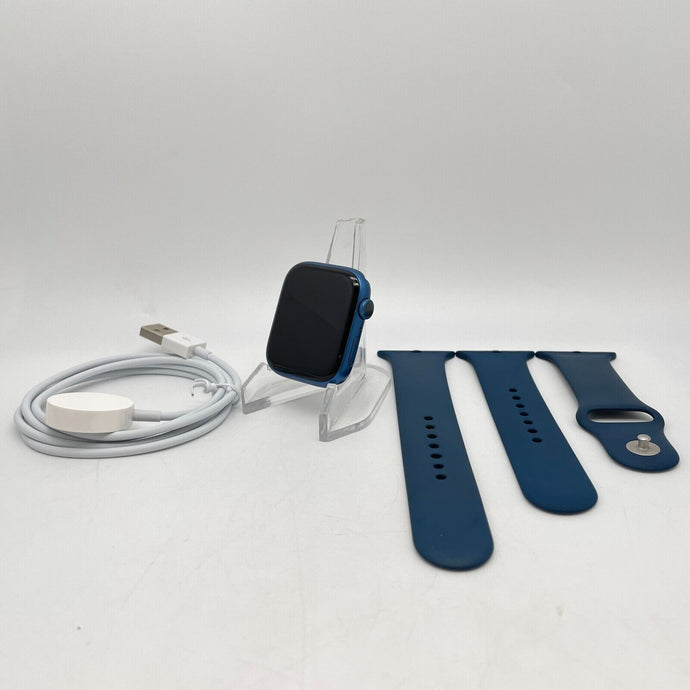 Apple Watch Series 7 (GPS) Blue Aluminum 45mm w/ Blue Sport Band Excellent
