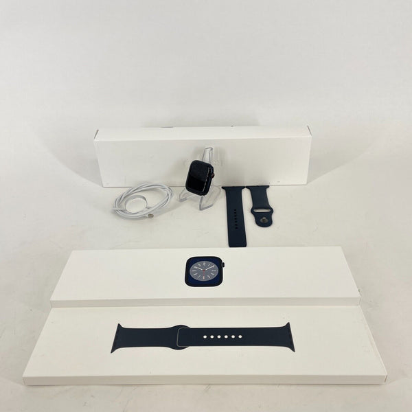 Apple Watch Series 8 Cellular Midnight Aluminum 45mm w/ Blue Sport Band Good