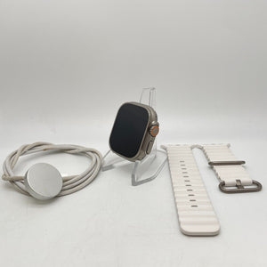 Apple Watch Ultra Cellular Titanium 49mm w/ White Ocean Band Good