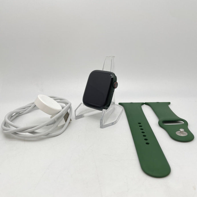 Apple Watch Series 7 Cellular Green Aluminum 45mm w/ Green Sport Band Excellent