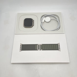 Apple Watch Ultra Cellular Gray Titanium 49mm w/ Green Alpine Loop - Excellent