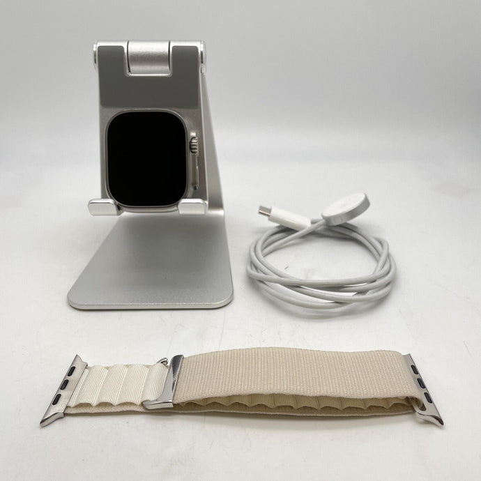 Apple Watch Ultra Cellular Gray Titanium 49mm w/ White Alpine Loop - Excellent