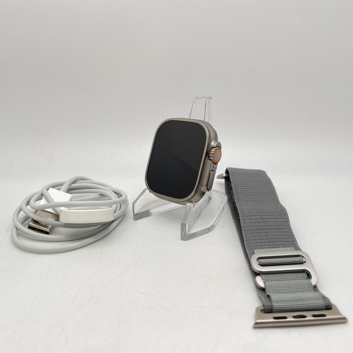Apple Watch Ultra Cellular Titanium 49mm w/ Gray Non-OEM Alpine Loop Excellent