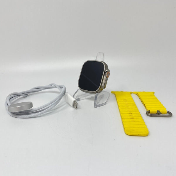 Apple Watch Ultra Cellular Titanium 49mm w/ Yellow Ocean Band Very Good