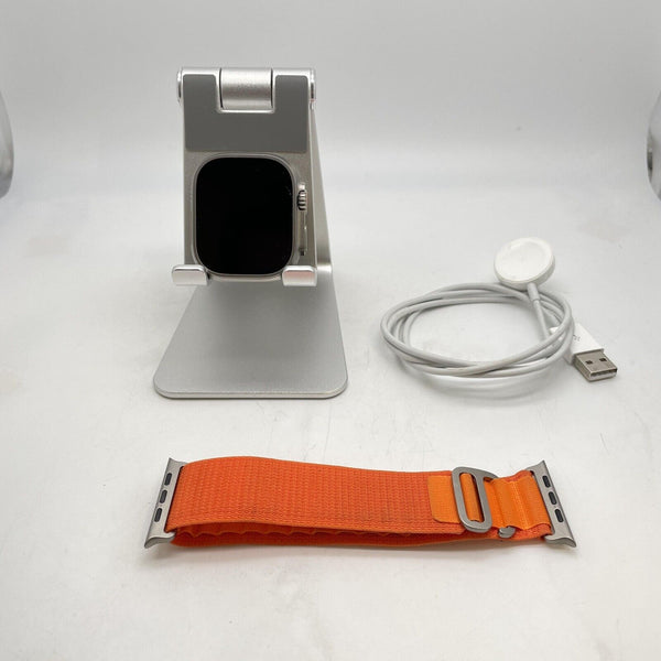 Apple Watch Ultra Cellular Gray Titanium 49mm w/ Orange Alpine Loop - Excellent