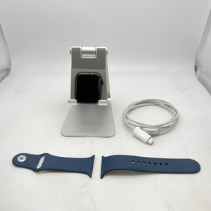 Apple Watch Series 7 Cellular Black Sport 45mm w/ Blue Sport - Excellent