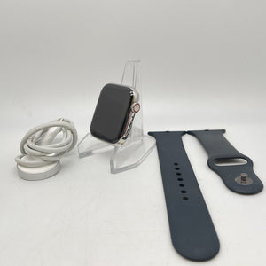 Apple Watch Series 4 Cellular Silver S. Steel 44mm w/ Black Sport Band Good