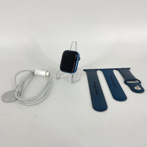 Apple Watch Series 7 (GPS) Blue Aluminum 45mm w/ Blue Sport Band Very Good