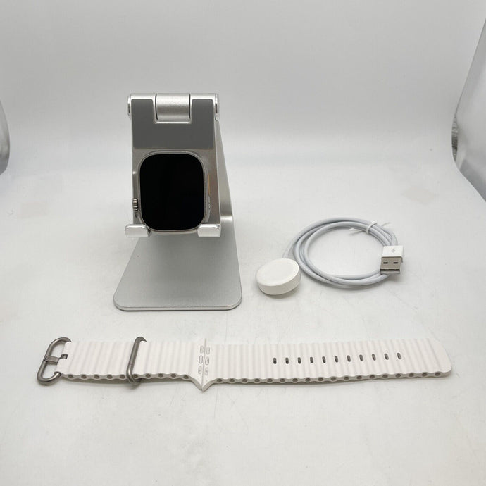 Apple Watch Ultra Cellular Gray Titanium 49mm w/ White Ocean Band - Good