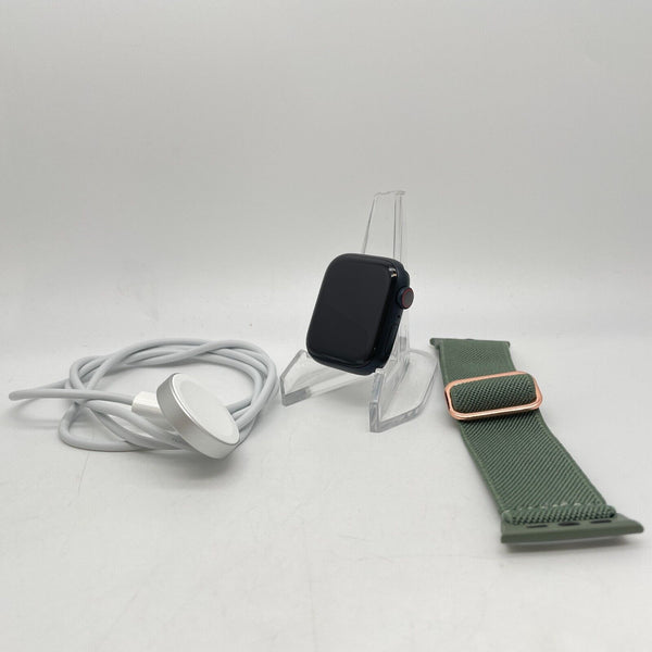 Apple Watch Series 8 Cellular Midnight Aluminum 41mm Green Sport Loop Very Good