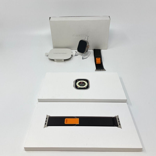 Apple Watch Ultra Cellular Titanium 49mm w/ Black/Gray Trail Loop Excellent