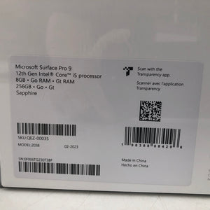 Microsoft Surface Pro 9 13" Blue 2022 1.6GHz i5-1245U 8GB 256GB SSD NEW & SEALED