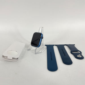 Apple Watch Series 7 (GPS) Blue Aluminum 45mm w/ Blue Sport Band  Good