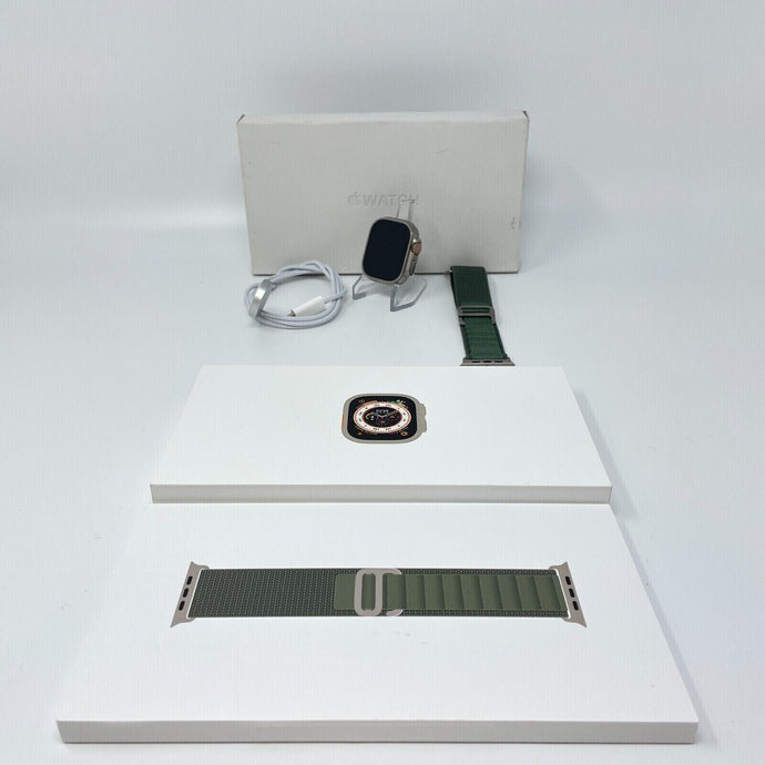 Apple Watch Ultra Cellular Titanium 49mm w/ (M) Green Alpine Loop Excellent
