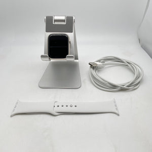 Apple Watch Series 8 (GPS) Silver Sport 45mm w/ White Sport - Excellent