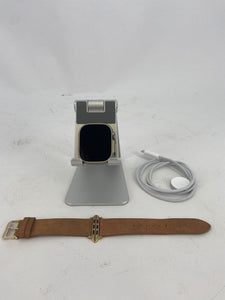 Apple Watch Ultra Cellular Sport 49mm w/ Brown non OEM Leather - Excellent