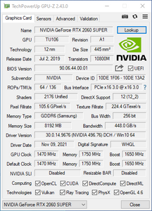 NVIDIA GeForce RTX 2060 Super 8GB GDDR6 FHR