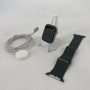 Apple Watch Series 6 Cellular Gold S. Steel 44mm w/ Black Leather Link