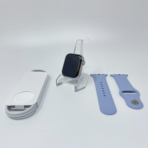 Apple Watch Series 7 Cellular Silver S. Steel 41mm w/ Lavender Sport Excellent