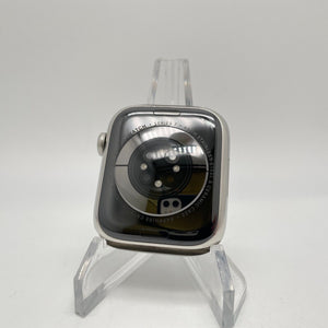 Apple Watch Series 7 Cellular Silver S. Steel 45mm w/ White Sport Loop Very Good