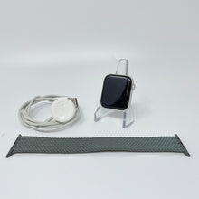 Load image into Gallery viewer, Apple Watch SE Cellular Silver Aluminum 44mm w/ Green Braided Sport Loop