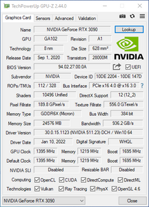 NVIDIA GeForce RTX 3090 24GB GDDR6X 384 Bit FHR Graphics Card w/ Cable