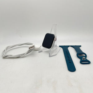 Apple Watch SE Cellular Silver Aluminum 40mm Blue Non-OEM Sport Band Excellent