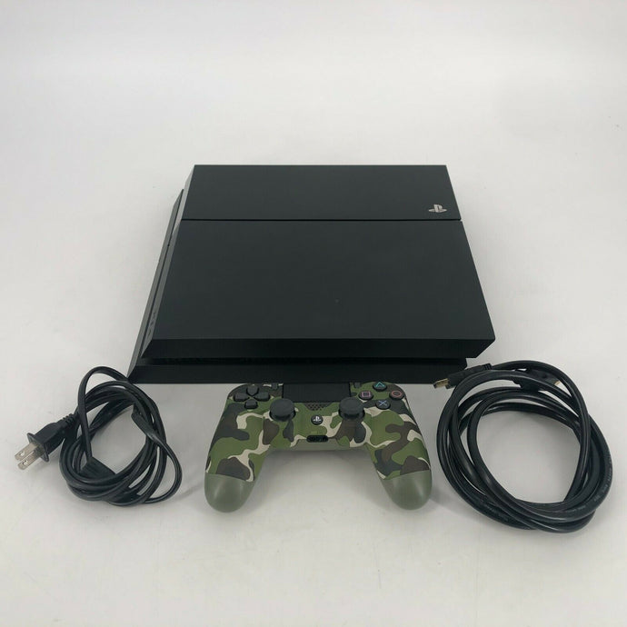 Sony Playstation 4 Black 500GB w/ Green Camo Controller + Cables