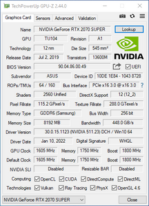 Asus GeForce RTX 2070 Super Rog Strix Advanced OC 8GB GDDR6 FHR Graphics Card