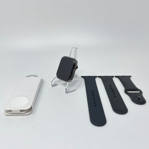 Apple Watch Series 7 Cellular Graphite S. Steel 45mm w/ Black Sport Excellent