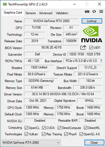 Dell NVIDIA GeForce RTX 2060 6GB GDDR6 FHR Graphics Card