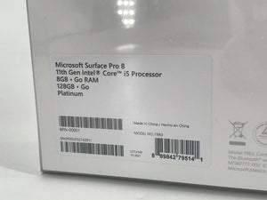 Microsoft Surface Pro 8 13" Silver 2022 i5-113G57 2.6ghz 8GB 128GB