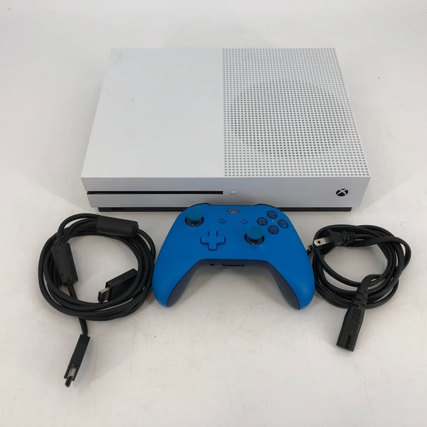 Microsoft Xbox One S White 500GB - Good Cond. w/ HDMI/Power + Blue Controller