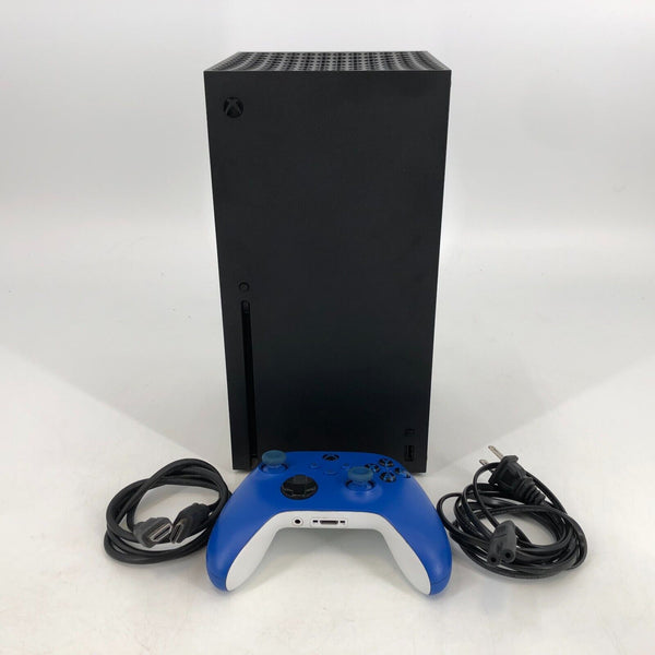 Microsoft Xbox Series X Black 1TB - Good Condition w/ Blue Controller + Cables