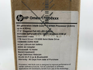 HP Omen 17" 2019 FHD 2.6GHz i7-9750H 16GB 1TB HDD + 512GB SSD