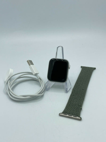 Apple Watch Series 6 (GPS) Silver Sport 44mm w/ Green Braided Solo Loop