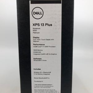 Dell XPS 9320 Plus 13.4" Silver 2022 FHD TOUCH 2.1GHz i7-1260P 16GB 512GB - NEW
