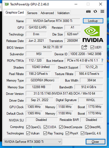 MSI NVIDIA GeForce RTX 3080 Ti Gaming X Trio 12GB LHR GDDR6X 384 Bit - Graphics
