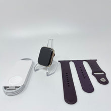 Load image into Gallery viewer, Apple Watch Series 7 Cellular Gold S. Steel 45mm w/ Purple Sport Band Excellent