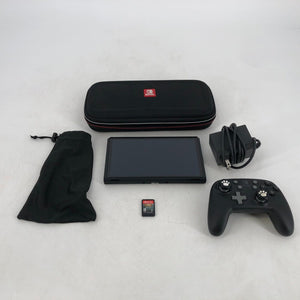 Nintendo Switch OLED 64GB Black Excellent Condition w/ Power Cord + Game + Case