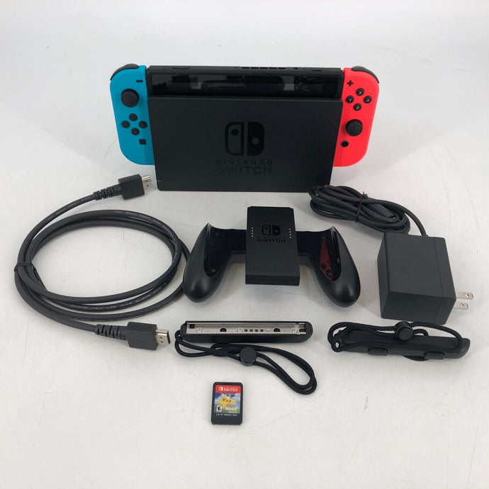Nintendo Switch Black 32GB w/ HDMI/Power + Dock + Grips + Game