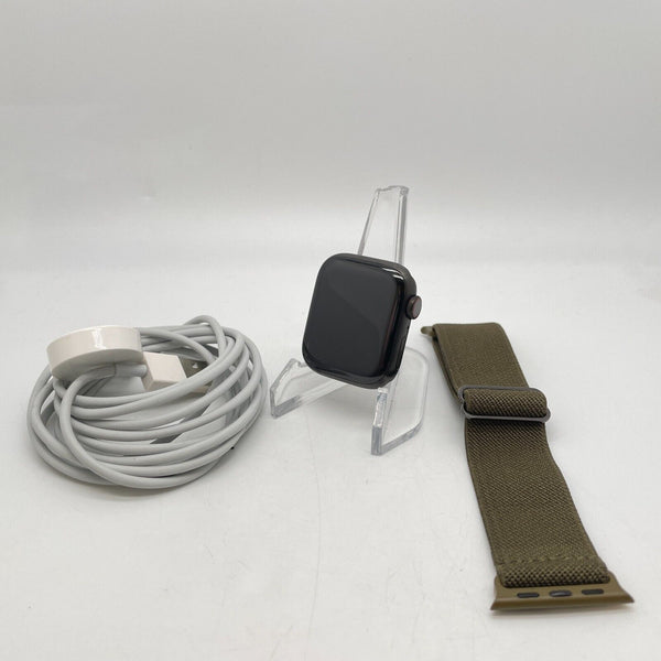 Apple Watch Series 7 Cellular Space Black Titanium 41mm w/ Green Sport Excellent