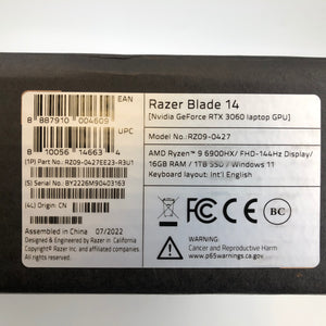 Razer Blade RZ09-0427 14" 2022 FHD 3.3GHz Ryzen 9 6900HX 16GB 1TB RTX 3060 - NEW