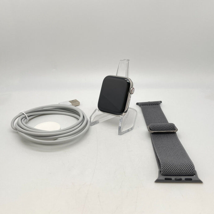 Apple Watch Series 5 Cellular Silver S. Steel 44mm Gray Sport Loop Very Good
