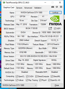 EVGA NVIDIA GeForce GTX 1080 FTW 8GB GDDR5X FHR 256 Bit