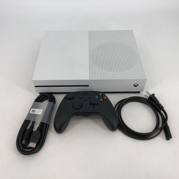 Microsoft Xbox One S White 1TB - Good w/ Black Controller + HDMI/Power Cables
