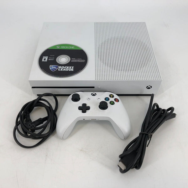 Microsoft Xbox One S White 500GB - Very Good Cond. w/ Controller + Cables + Disc