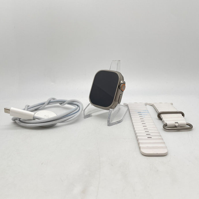 Apple Watch Ultra Cellular Titanium 49mm w/ White Ocean Band Very Good